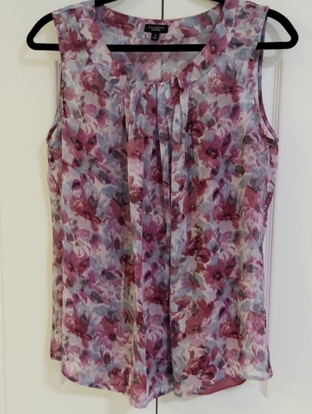 Talbots Top, Size 10, Silk Chiffon, Lined, Floral